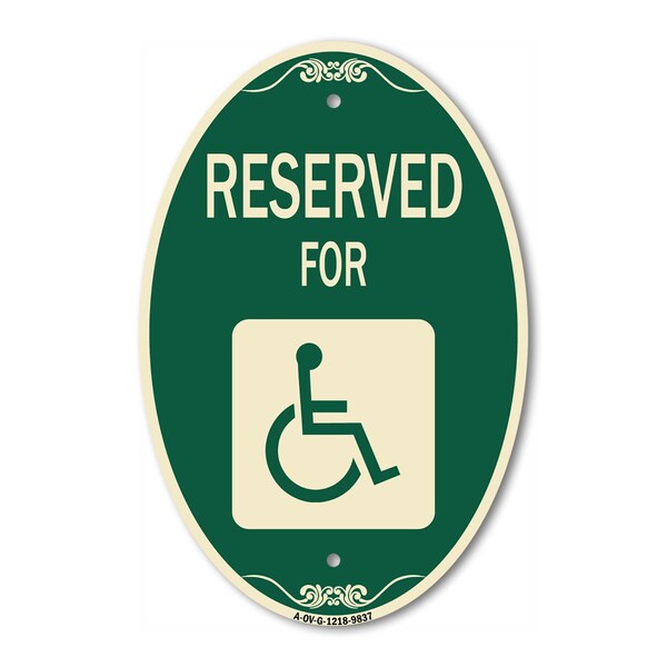 Signmission Graphic Handicapped Reserved Green & Tan, 12 Inch X 18 Inch Designer, Heavy Gauge Aluminum A-OV-G-1218-9837 - main