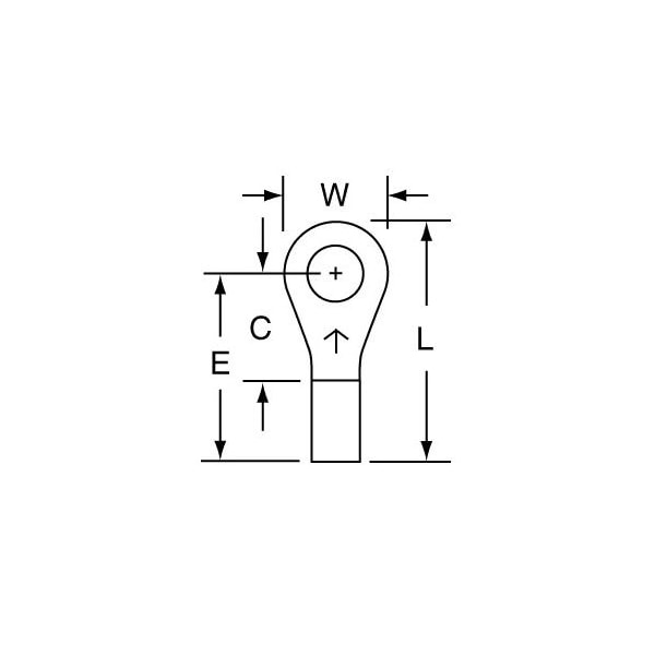 3M 16-14 Awg Ring Terminal. Non- Insulated #8 Stud, 1000PK L12-8-W - main