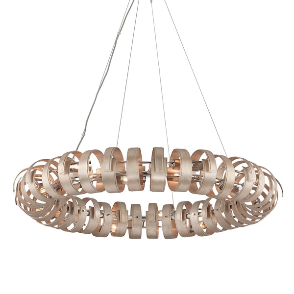 Corbett Lighting Recoil 14 Light Chandelier 48.5 In. Textured Antique Silver Leaf 191-415 - main