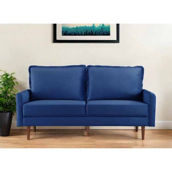 Homeroots 69" Blue Velvet Sofa With Dark Brown Legs 543722 - main