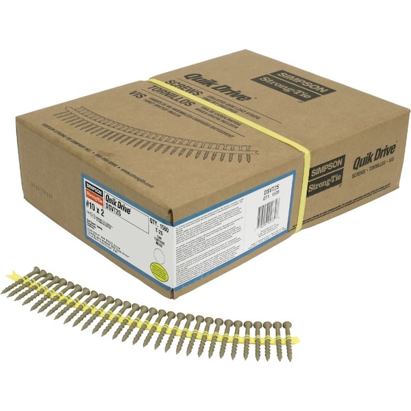 Simpson Strong-Tie Deck-Drive DSV WOOD Screw, Collated No.10x2'' T25 6-Lobe Tan, 1500-Qty DSVT2S - main