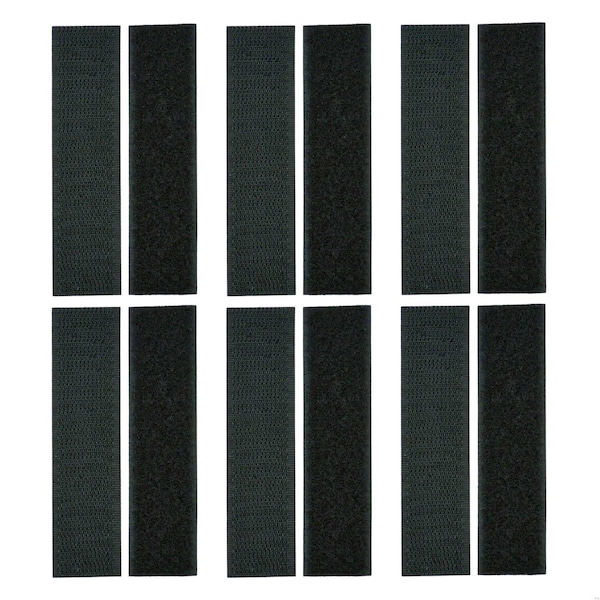 Grizzly Supply Adhesive Hook and Loop Strip, 4 in L, 1 in W, Hook and Loop Connection, Black, 6PK GS-HLAS4x1-0 - main