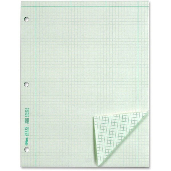 Tops Products TOPS, ENGINEERING COMPUTATION PADS, 5 SQ/IN QUADRILLE RULE, 8.5 X 11, GREEN TINT, 100PK 35510 - main