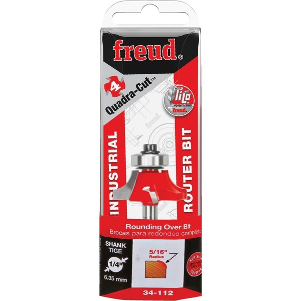 Freud 5/16'' x 1/2'' Quadra-Cut Rounding Over Bit with 1/4'' Shank 34-112 - main