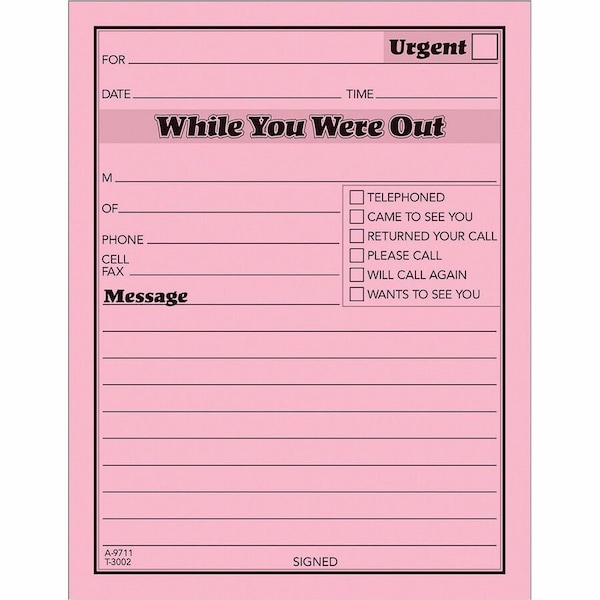 Tops 3002P Important Message One-Sided 4-1/4 x 5-1/2 12 50-Sheet Pads/Pk 3002P - main