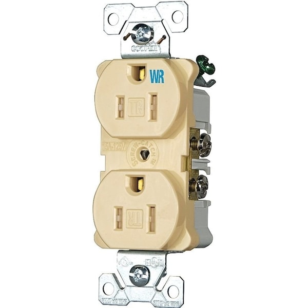 Eaton Wiring Devices Straight Blade Receptacle, 5-15R, 15 A, 125V AC, 2 Pole, 3 Wire, Flush Mount, Grounded TWRBR15V - main