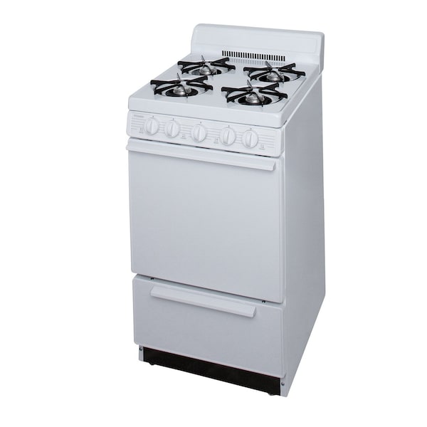 Premier Gas Range, Four 9100 BTU Open Burners, 20 inW x 40 inH x 24.5 inD, 2.42 cu. Ft., White 805721 - main
