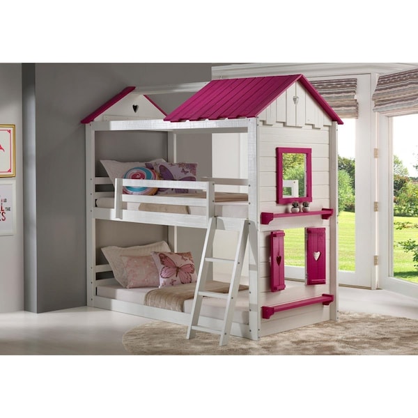 Convenience Concepts PD-1570TTWP Twin Over Sweetheart Bunk Bed, Grey & Blue HI2479517 - main