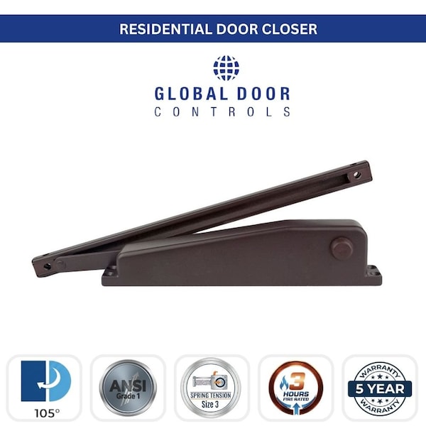 Global Door Controls Residential Hold Open Mini Door Closer in Brown TC901-HO-BR - main
