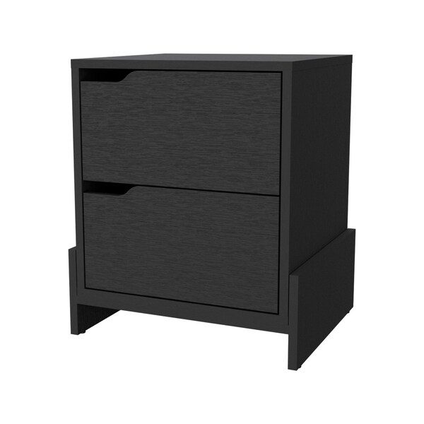 Homeroots 20" Black Wood Two Drawer Nightstand 534910 - main