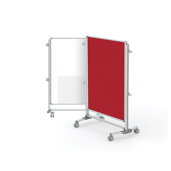 Ghent 57''H X 40''W Nexus Mobile Jr. Partition, Porcelain Magnetic Whiteboard W/ Fabric Tackboard, Red NEX223MFP-98 - main