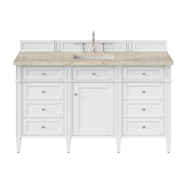 James Martin Vanities Brittany 60" Single Vanity in Bright White, w/ 3 CM Tajnar Eclos Top 655-V60S-BW-3TJR - main