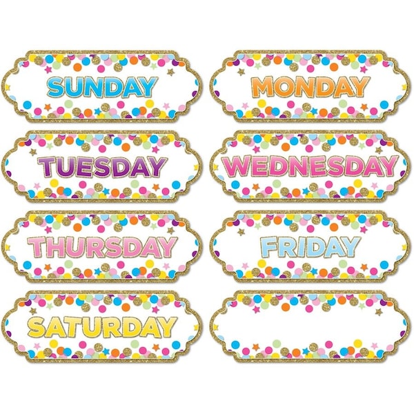Ashley Die-Cut Magnetic Organizers, Days of the Week, Confetti Pattern 19006 - main