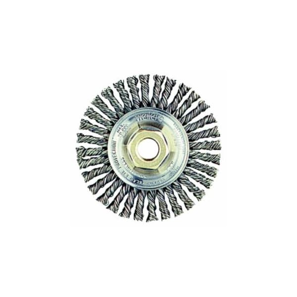 Weiler Roughneck Max Stringer Bead Wheel, 4 in dia x 3/16 in W, 0.020 in Steel Wire, 20000 RPM 804-13131 - main