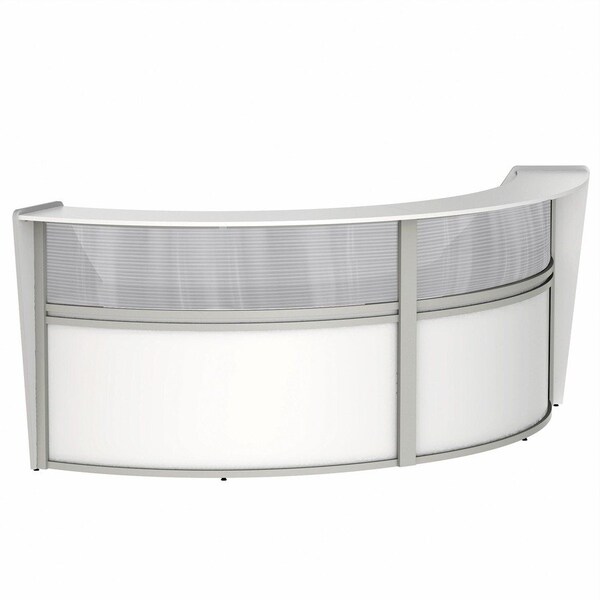 Linea Italia Curved Reception Desk 2 Units, Clear Panel, 124 inW x 49 inD, White ZUS316 - main