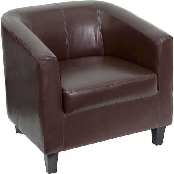 Flash Furniture Transitional Lounge Chair, Brown Back, 29-3/4 in W 29" L 28" H, Sloping, Leather Seat BT-873-BN-GG - main