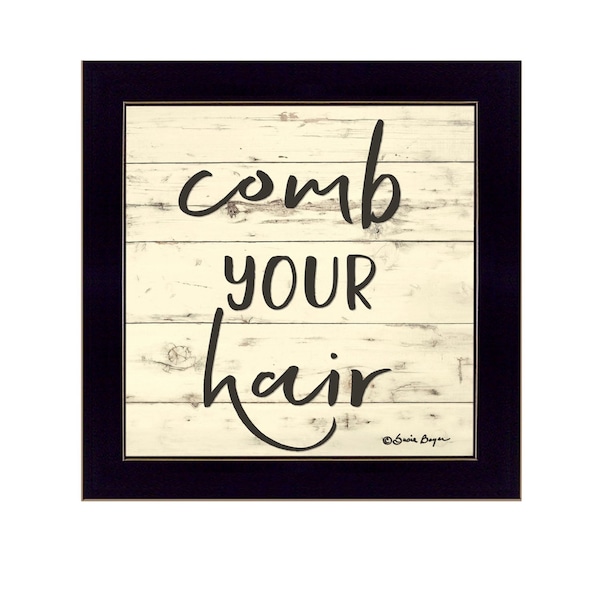 Homeroots Comb Your Hair Black Framed Print Bathroom Wall Art 529646 - main