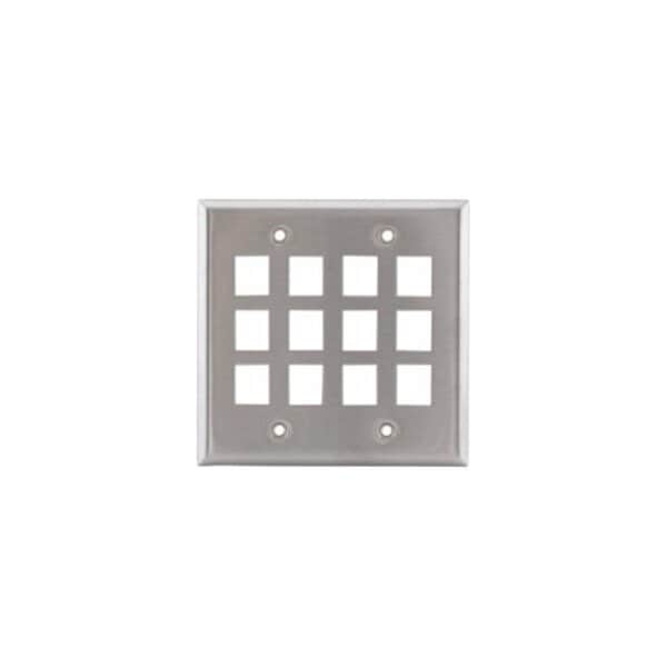 Hubbell Wiring Device-Kellems 12 Port Face Plate, Number of Gangs: 2 Stainless Steel, Brushed Finish, Brushed Stainless Steel SSF212 - main