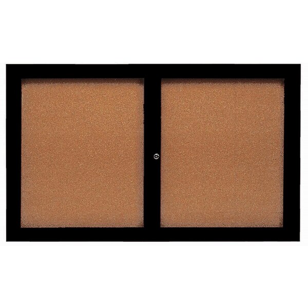 Aarco Enclosed Natural Pebble Grain Cork Bulletin Board w/ Black Powder Coated Al Frame, 36''Hx60''W DCC3660RBK - main