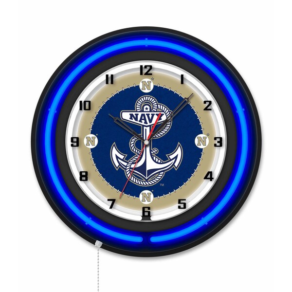 Holland Bar Stool US Naval Academy 19 Double Neon Wall Clock Clk19BK - main