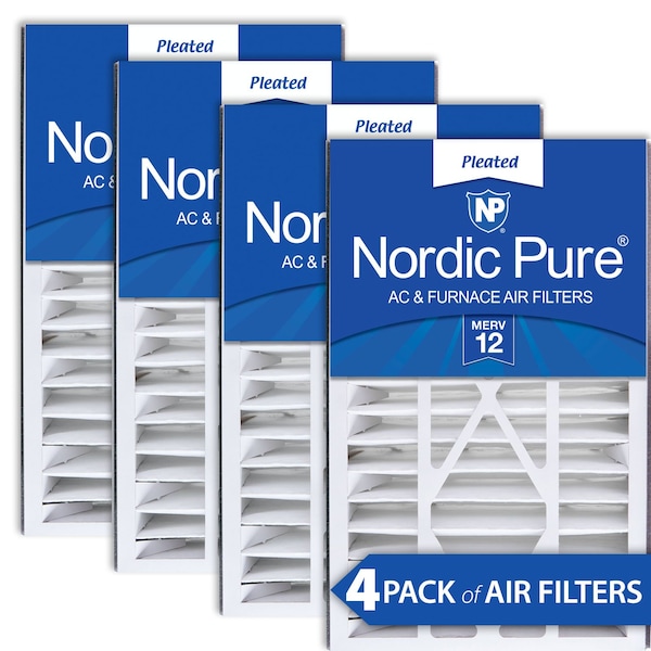 Nordic Pure 16x25x5 Pleated Air Filter, High Capacity, Electrostatically Charged Synthetic Media, MERV 12, 4 PK 16x25x5ABM12-4 - main