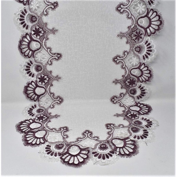 Sinobrite H8139-P-16x36 16 x 36 in. Purple European Lace with White Antique Fabric Table Runner H8139/P-16x36 - main