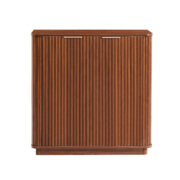Homeroots 32in Brown Wood Accent Cabinet With Two Doors 716319 - main