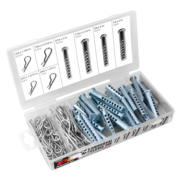 Performance Tool 74 pc. Clevis Pin Assortment, Universal Fit, Plastic Case W5359 - main