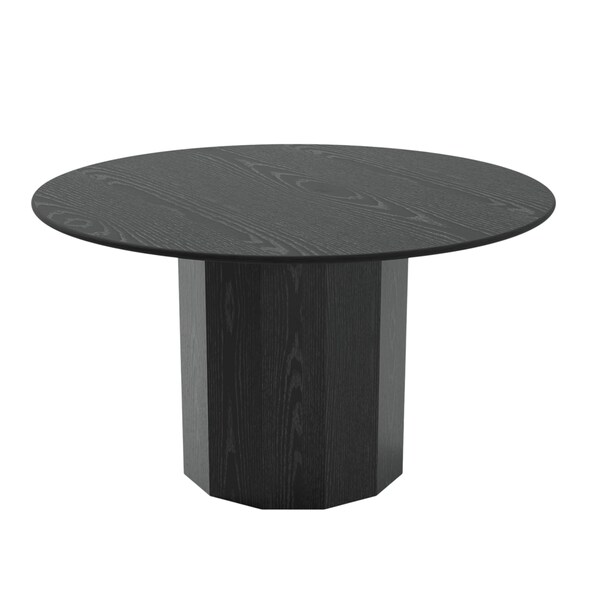 Homeroots 52" Black Solid Wood Pedestal Base Round Top Dining Table 721051 - main