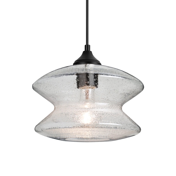 Besa Lighting Besa Zen Outdoor Pendant, Clear Bubble, Black Finish, 1x 8W LED Filament OP-ZENCL-EDIL-BK - main