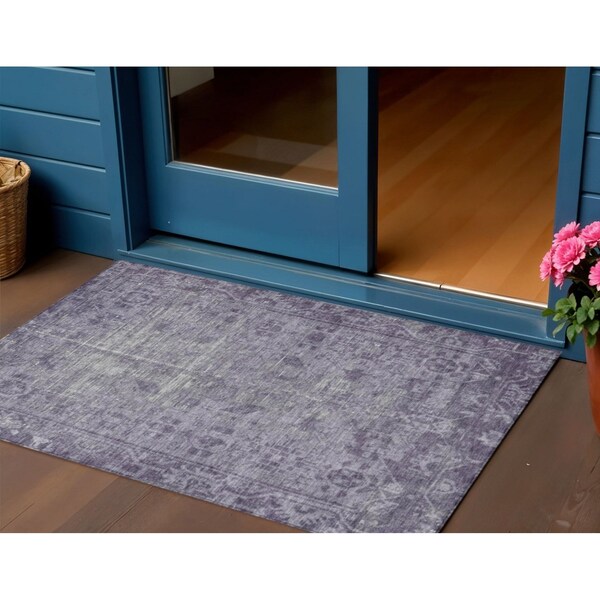 Homeroots 3' X 5' Purple Oriental Washable Indoor Outdoor Area Rug 607572 - main