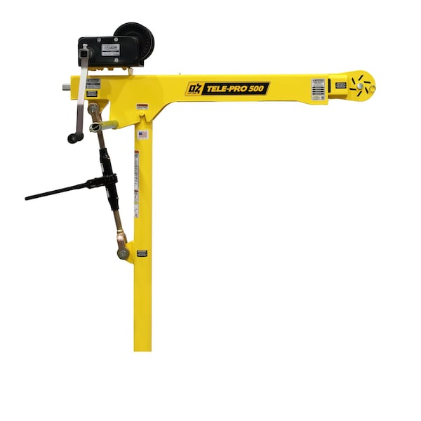 Oz Lifting Products 500 lb Tele-Pro davit crane with 2500 lb carbon steel brake winch OZTP500DAV-HND2 - main