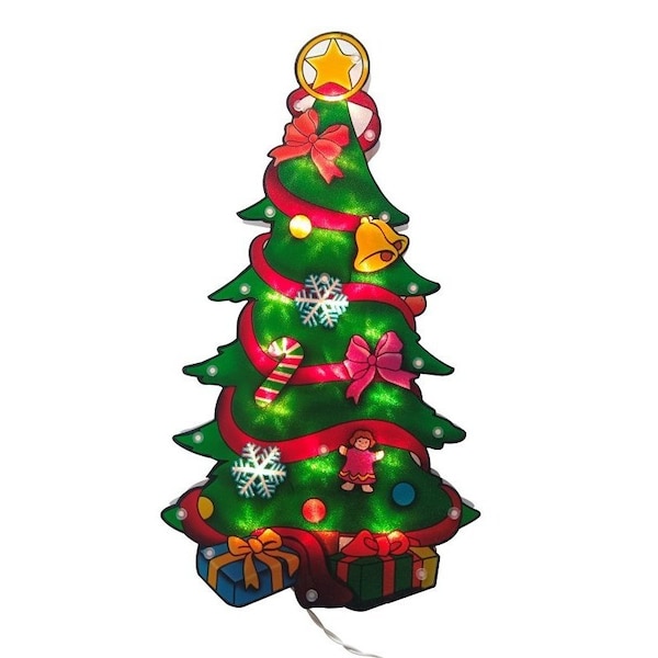 Santas Forest Christmas Trees, 9 in W, Plastic, Colorful, Mini Bulb, Internal Light 60981 - main