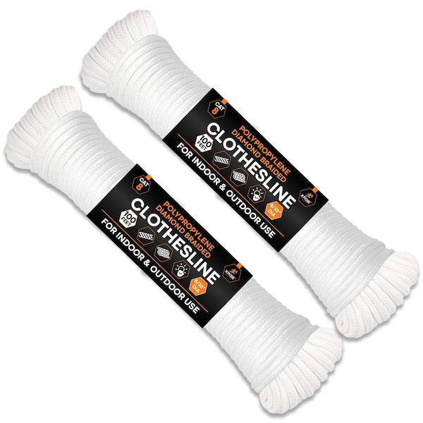 Xpose Safety Braided Cotton Clothesline 8/32inx100ft, 2PK CCL832-100-2-X-S - main