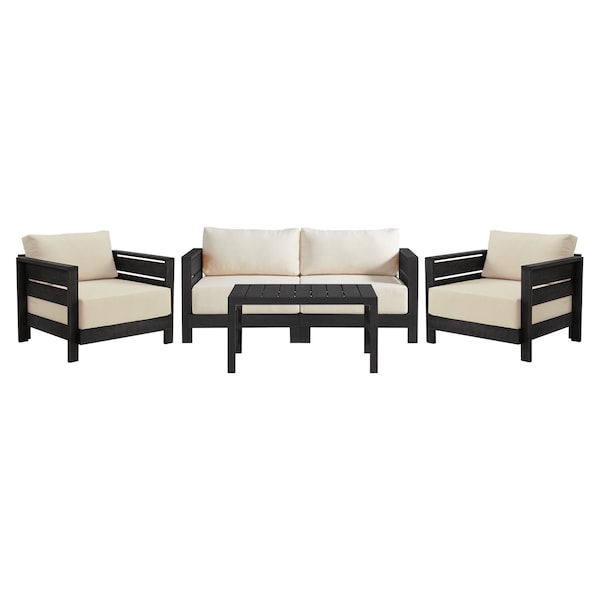 Alaterre Furniture Alaterre Barton 4 Piece Patio Furniture Set with Loveseat and Chairs Black Finish 80-BARTON-SET1-B - main