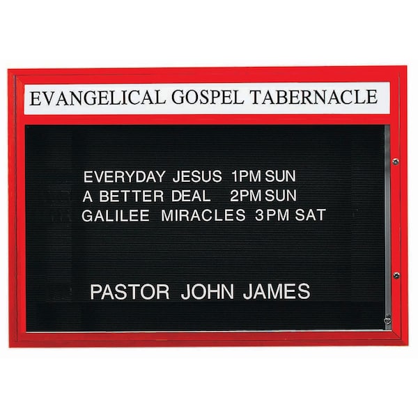 Aarco 60 in W, 42 in H, Black Letterboard/Red Powder Coated Frame DBM4260R - main