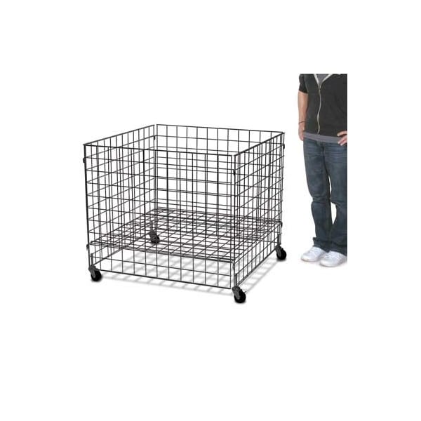 Specialty Store Services Black Mobile Dump Display Bin 37.5 Inch With Adjustable Bottom Shelf And Locking Casters 2101BK - main