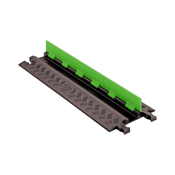 Checkers Hi-Viz Cable Protector, 1-1/4 in H, 38-1/2 in L, 11 in W, 1 Channel, Urethane, Black, Green GD1X75-ST-FLG/B - main