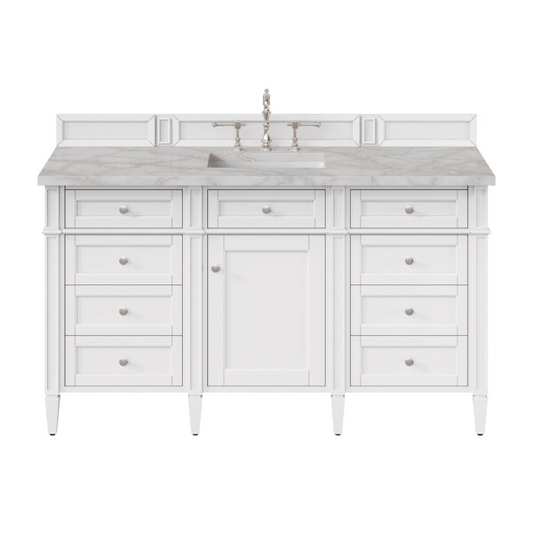 James Martin Vanities Brittany 60'' S Vanity, Bright White w/ Victorian Sil Silestone Top w/FreePower Wireless Charger 655-V60S-BW-FVSL - main