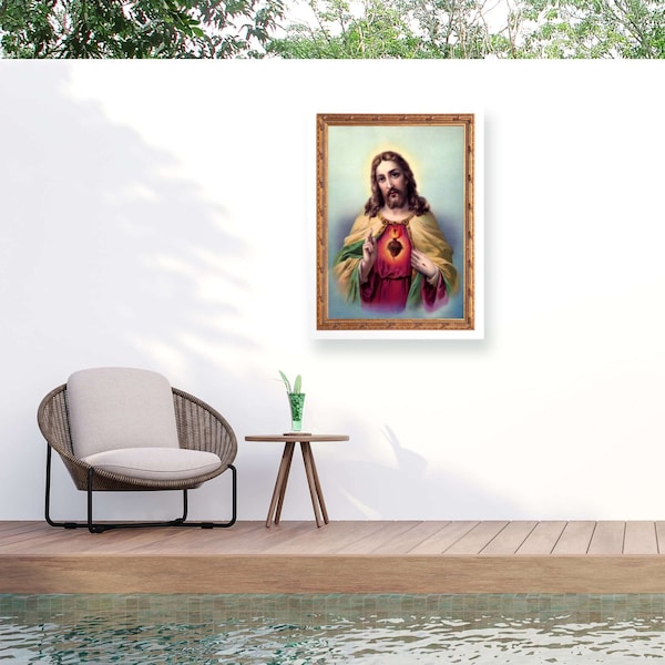 Trademark Fine Art Outdoor Canvas Art Marcus Jules 'Jesus with Heart' Wall Art for Patios, or Gardens GRL02288-OC2432WR - main