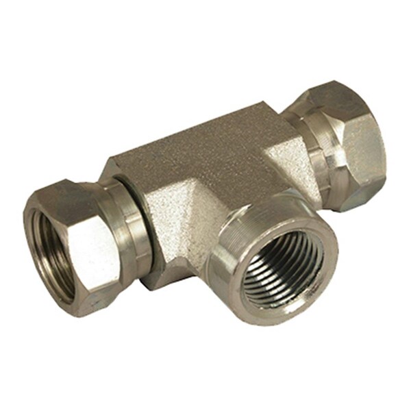 Gizmo 39035915 0.5 in. Female Pipe x 0.5 in. Female Pipe Swivel T Fitting Hydraulic Adapter GI581572 - main