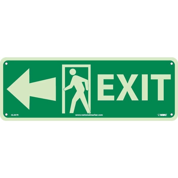 Nmc Exit (W/ Door And Left Arrow), 5X14, Glow Rigid GL307R - main