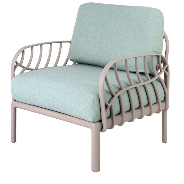 Homeroots 31" Gray Heavy Duty Plastic Outdoor Armchair With Sea Green Cushion 565277 - main