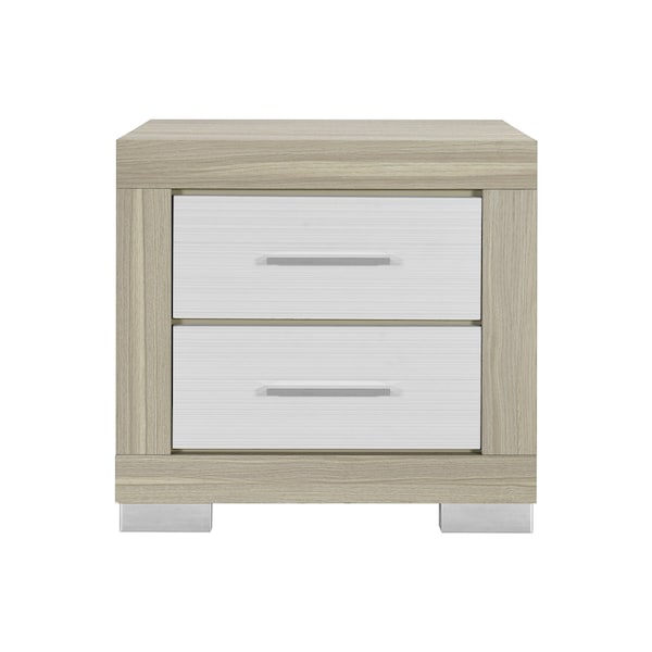 Homeroots 23" Natural And White Wood Square Two Drawer Nightstand 643691 - main