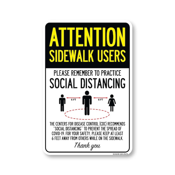 Signmission PSA Sidewalk Users Practice Social Distancing 24in X 18in Peel And Stick Wall Graphic, RD-1824-25375 OS-NS-RD-1824-25375 - main