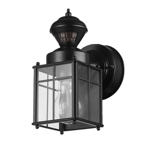 Globe Franklin Motion-Sensing Wall Lantern, LED Lamp, Black Fixture, Matte Black Fixture 60000001 - main