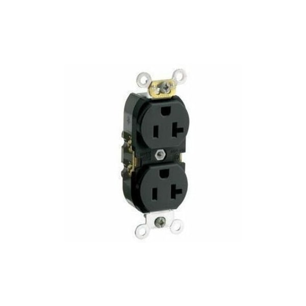 Leviton Duplex Receptacle Outlet, 20A, Black, 125V CR020-E - main
