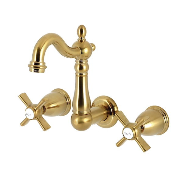 Kingston Brass Double-Handle Wall Mount Bathroom Faucet, Brushed Brass KS1227ZX - main