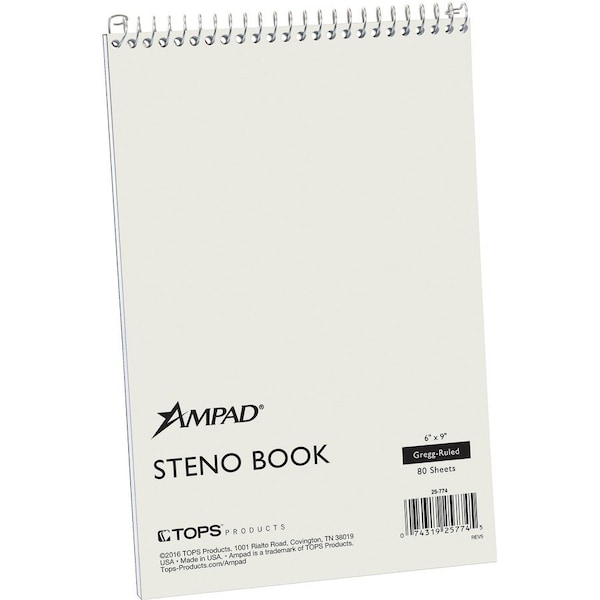 Ampad Steno Book, 80Sheet, White, Recycled 25-774 - main