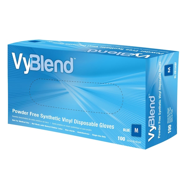 Safety Zone Synthetic Vinyl Powder Free 4.5 mil Gloves - Blue, Med - Case of 1000 GL-VN104BFM - main